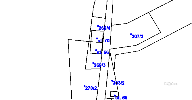 Parcela st. 66 v KÚ Žlíbky, Katastrální mapa