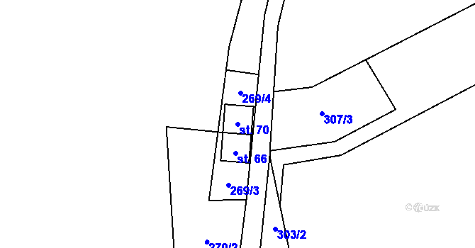 Parcela st. 70 v KÚ Žlíbky, Katastrální mapa
