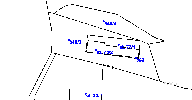 Parcela st. 73/2 v KÚ Žlíbky, Katastrální mapa