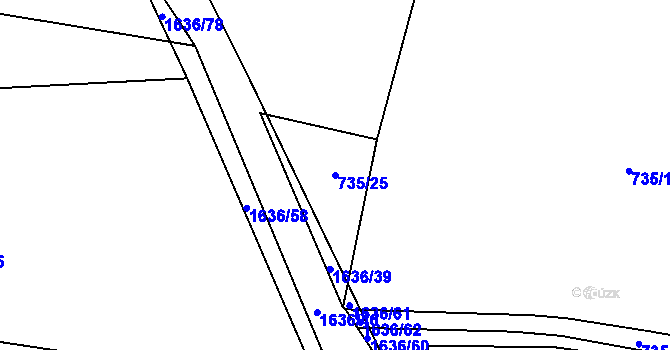 Parcela st. 735/25 v KÚ Horní Žďár, Katastrální mapa