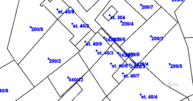Parcela st. 40/3 v KÚ Horní Životice, Katastrální mapa