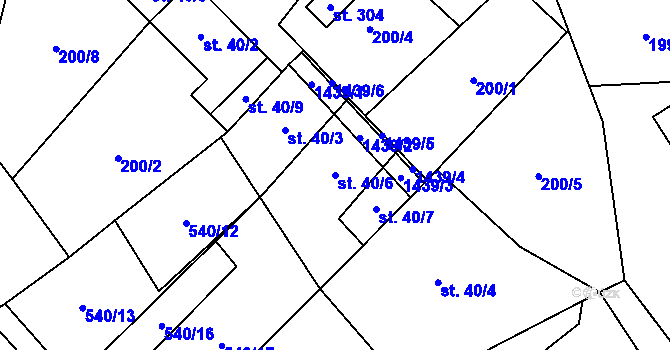 Parcela st. 40/6 v KÚ Horní Životice, Katastrální mapa