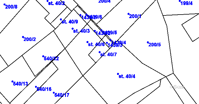 Parcela st. 40/7 v KÚ Horní Životice, Katastrální mapa