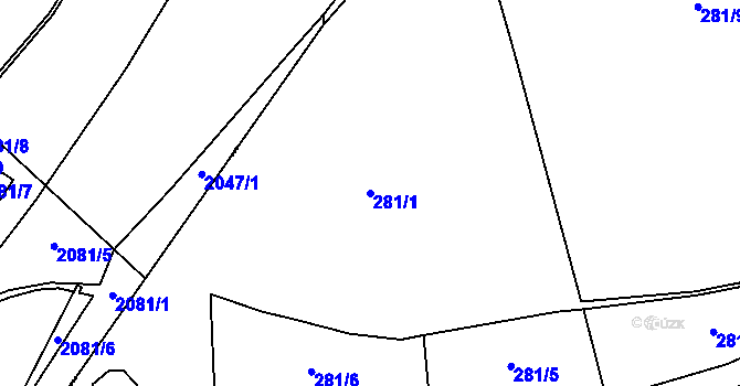 Parcela st. 281/1 v KÚ Horní Životice, Katastrální mapa