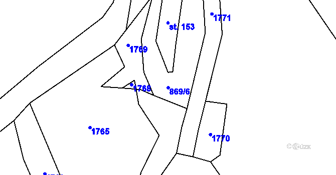 Parcela st. 869/6 v KÚ Horní Životice, Katastrální mapa