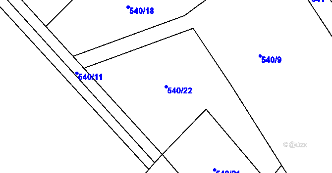 Parcela st. 540/22 v KÚ Horní Životice, Katastrální mapa
