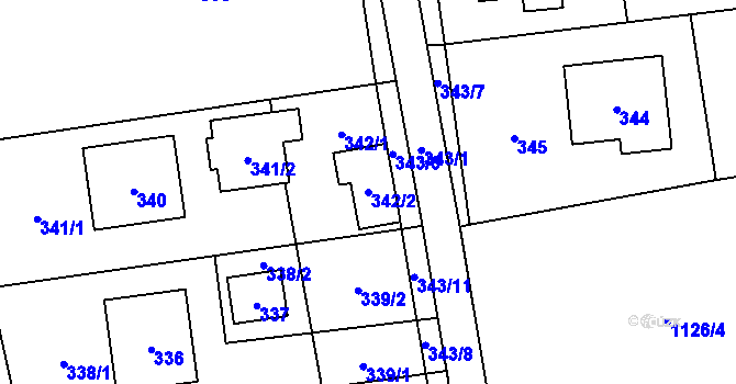 Parcela st. 342/2 v KÚ Horní Žukov, Katastrální mapa