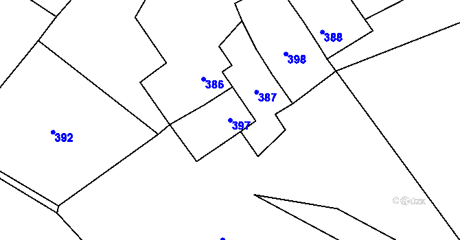 Parcela st. 397 v KÚ Horní Žukov, Katastrální mapa