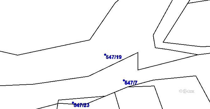 Parcela st. 547/19 v KÚ Horní Žukov, Katastrální mapa