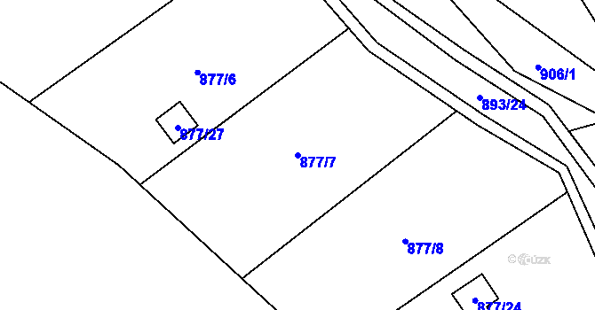 Parcela st. 877/7 v KÚ Horní Žukov, Katastrální mapa