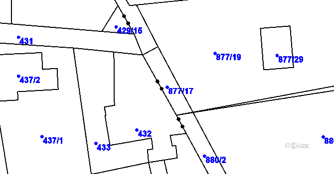 Parcela st. 877/17 v KÚ Horní Žukov, Katastrální mapa