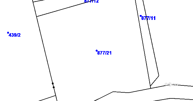 Parcela st. 877/21 v KÚ Horní Žukov, Katastrální mapa