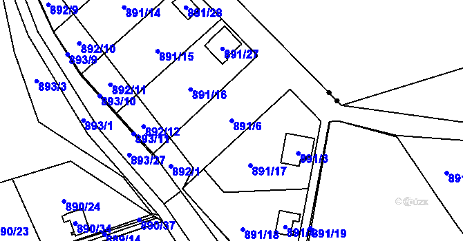 Parcela st. 891/6 v KÚ Horní Žukov, Katastrální mapa