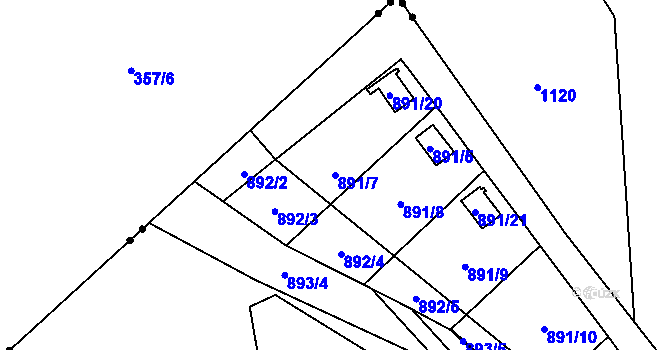 Parcela st. 891/7 v KÚ Horní Žukov, Katastrální mapa