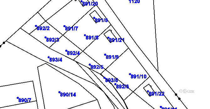 Parcela st. 891/9 v KÚ Horní Žukov, Katastrální mapa