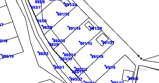 Parcela st. 891/15 v KÚ Horní Žukov, Katastrální mapa