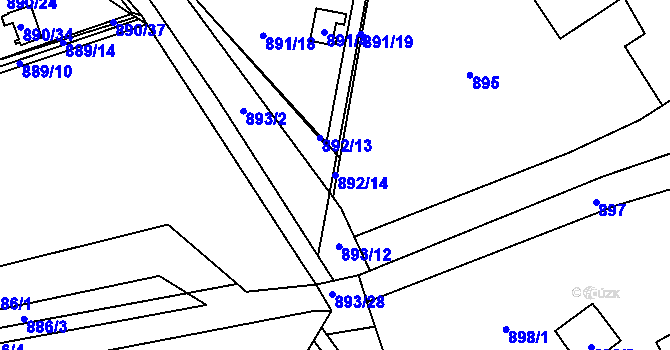 Parcela st. 892/14 v KÚ Horní Žukov, Katastrální mapa