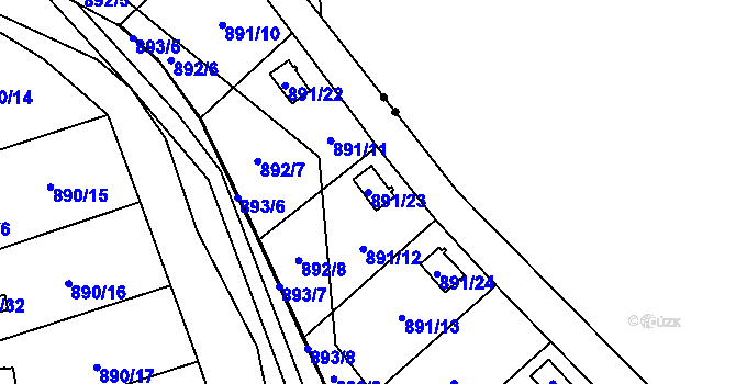 Parcela st. 891/23 v KÚ Horní Žukov, Katastrální mapa