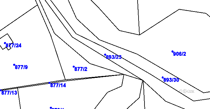 Parcela st. 893/23 v KÚ Horní Žukov, Katastrální mapa