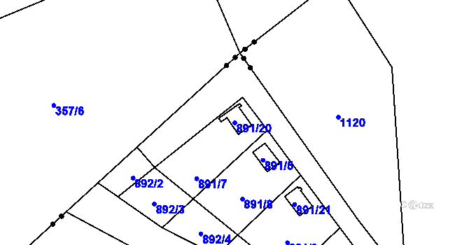 Parcela st. 891/20 v KÚ Horní Žukov, Katastrální mapa