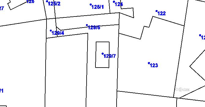 Parcela st. 129/7 v KÚ Horní Žukov, Katastrální mapa