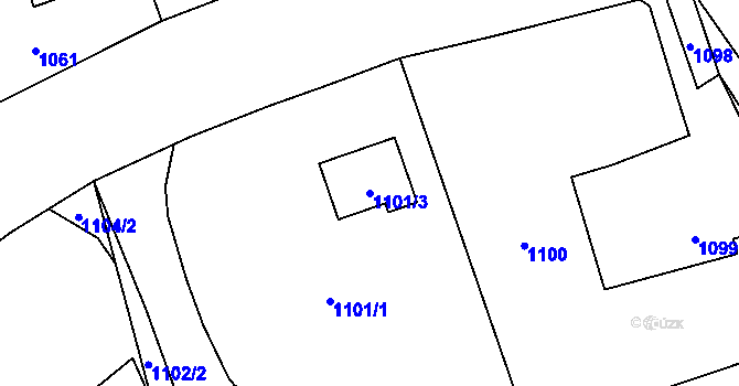 Parcela st. 1101/3 v KÚ Horní Žukov, Katastrální mapa