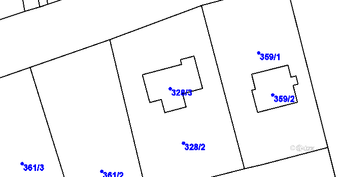 Parcela st. 328/3 v KÚ Horní Žukov, Katastrální mapa