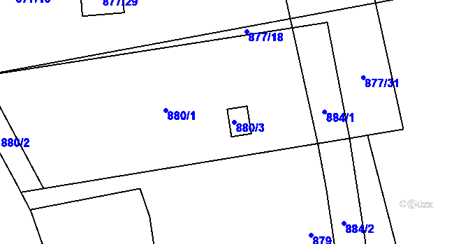 Parcela st. 880/3 v KÚ Horní Žukov, Katastrální mapa