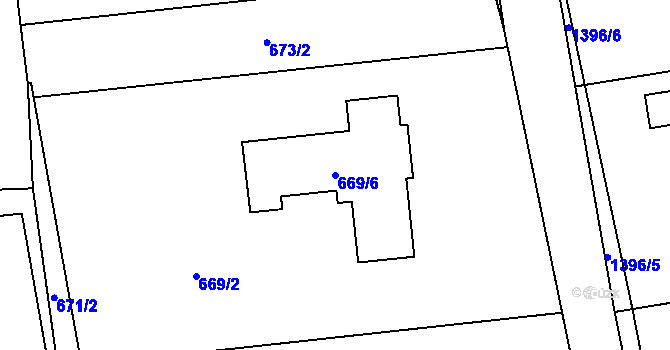 Parcela st. 669/6 v KÚ Horní Žukov, Katastrální mapa