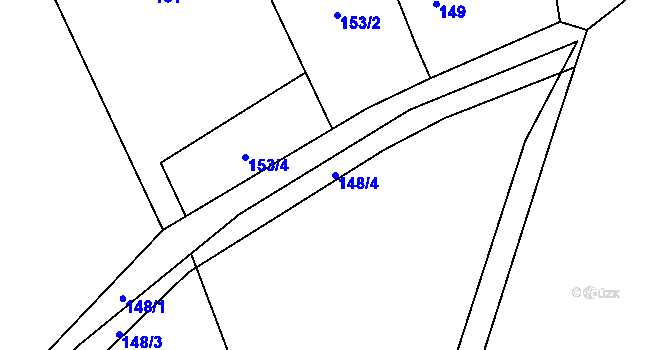 Parcela st. 148/4 v KÚ Horní Žukov, Katastrální mapa