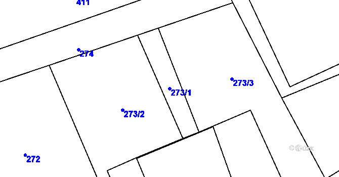 Parcela st. 273/1 v KÚ Horní Žukov, Katastrální mapa