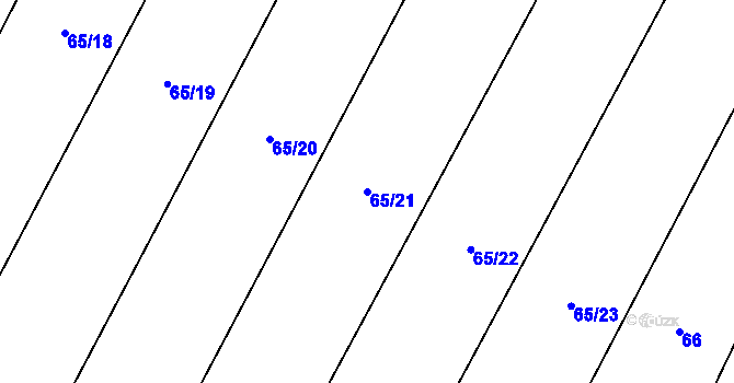 Parcela st. 65/21 v KÚ Hornice, Katastrální mapa