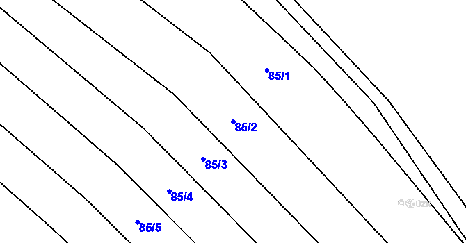 Parcela st. 85/2 v KÚ Hornice, Katastrální mapa