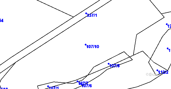Parcela st. 107/10 v KÚ Hornice, Katastrální mapa