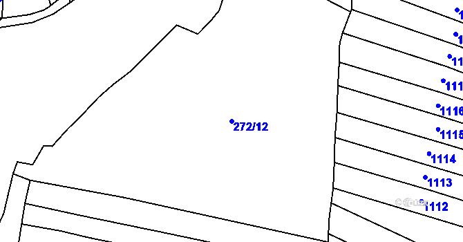 Parcela st. 272/12 v KÚ Hornice, Katastrální mapa
