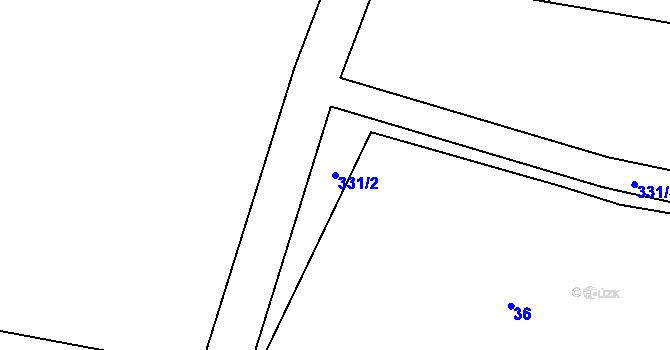Parcela st. 331/2 v KÚ Hornice, Katastrální mapa