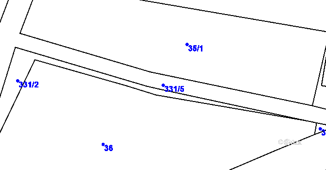 Parcela st. 331/5 v KÚ Hornice, Katastrální mapa
