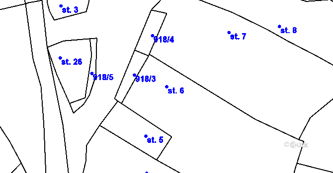 Parcela st. 6 v KÚ Hornosín, Katastrální mapa