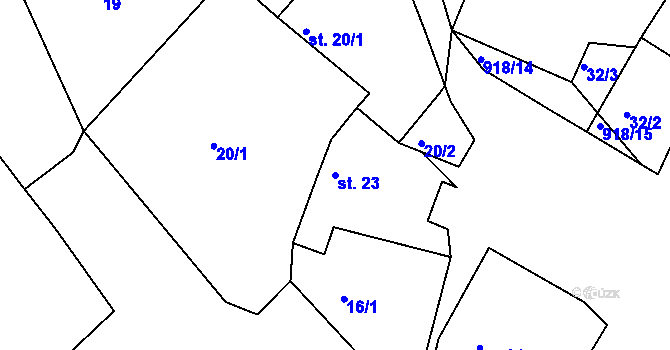 Parcela st. 23 v KÚ Hornosín, Katastrální mapa