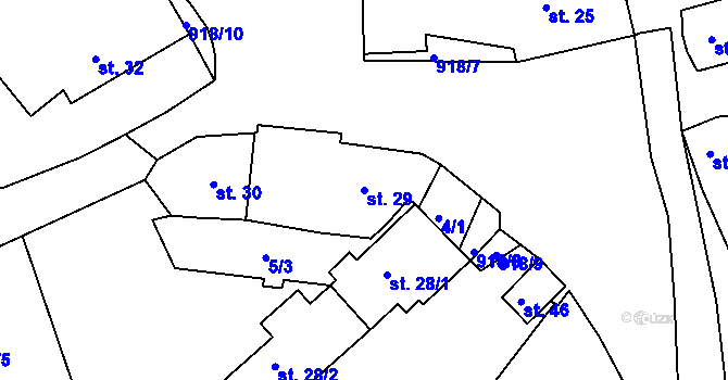Parcela st. 29 v KÚ Hornosín, Katastrální mapa