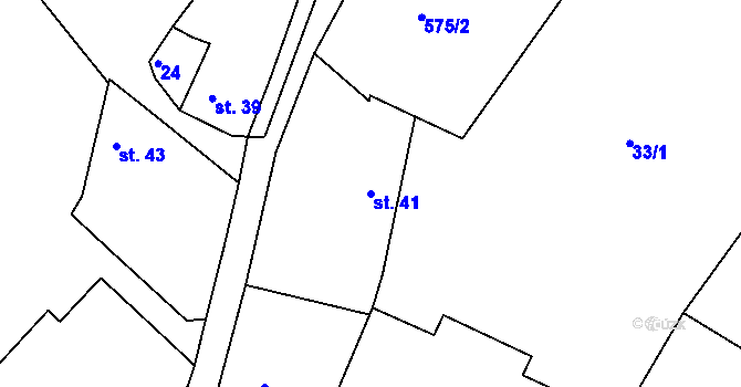 Parcela st. 41 v KÚ Hornosín, Katastrální mapa