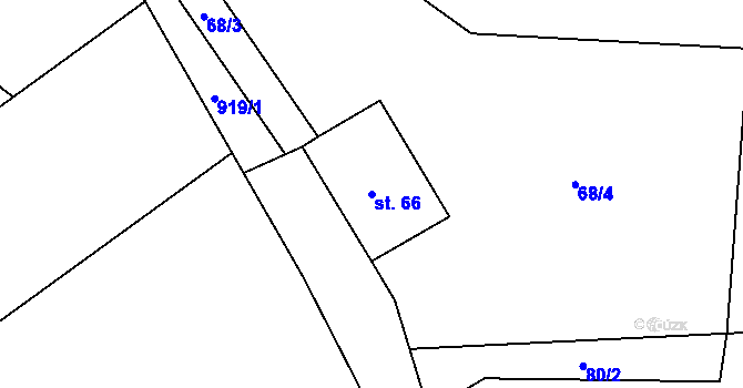 Parcela st. 66 v KÚ Hornosín, Katastrální mapa