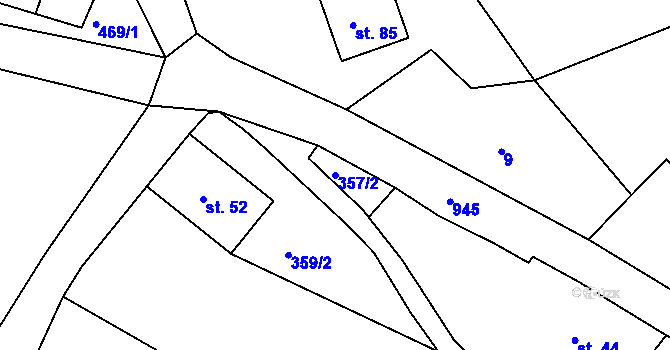 Parcela st. 357/2 v KÚ Hornosín, Katastrální mapa