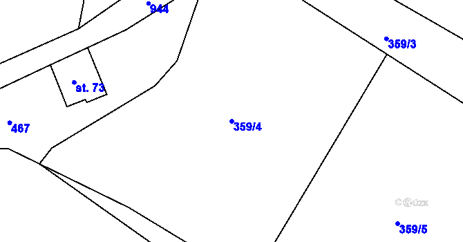Parcela st. 359/4 v KÚ Hornosín, Katastrální mapa