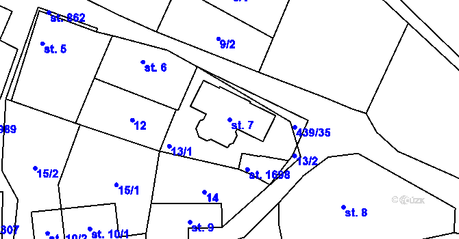 Parcela st. 7 v KÚ Horoměřice, Katastrální mapa