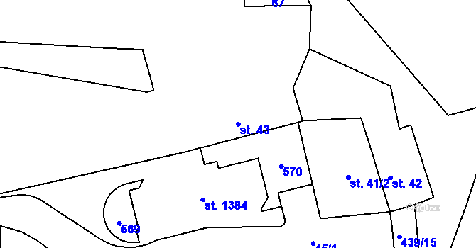 Parcela st. 43 v KÚ Horoměřice, Katastrální mapa