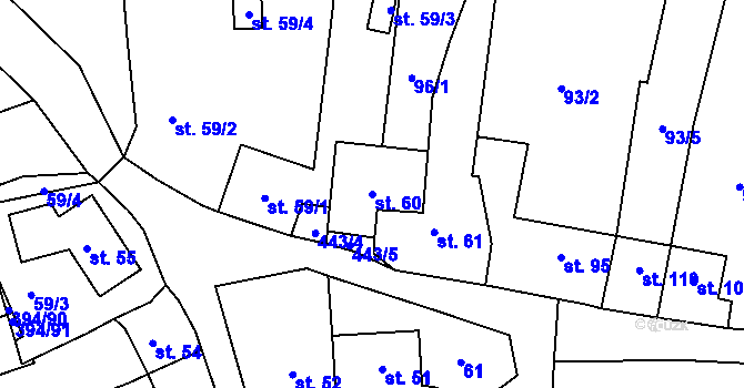 Parcela st. 60 v KÚ Horoměřice, Katastrální mapa