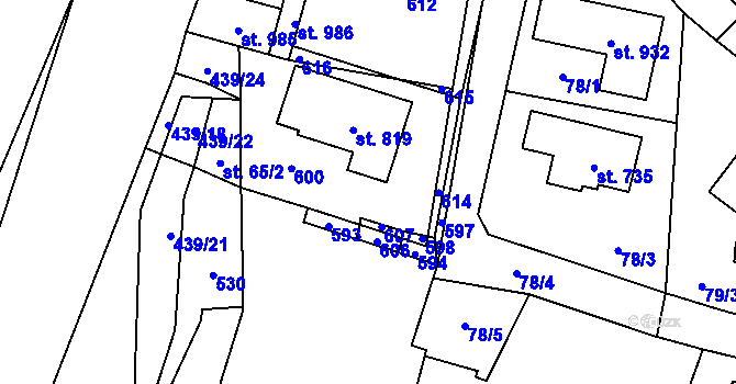Parcela st. 66/2 v KÚ Horoměřice, Katastrální mapa