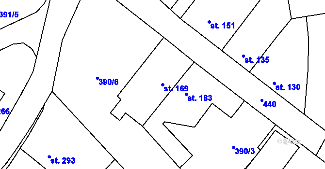 Parcela st. 169 v KÚ Horoměřice, Katastrální mapa