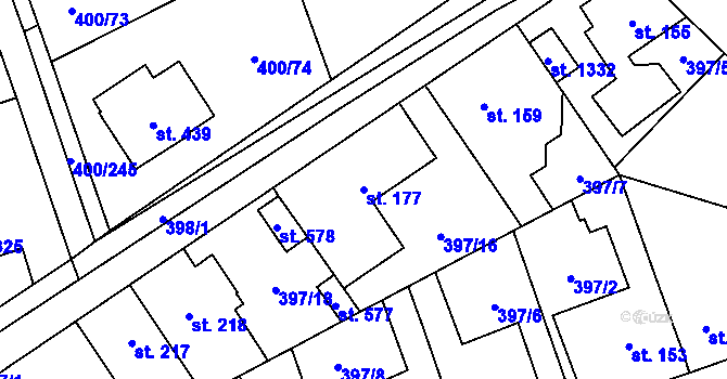 Parcela st. 177 v KÚ Horoměřice, Katastrální mapa